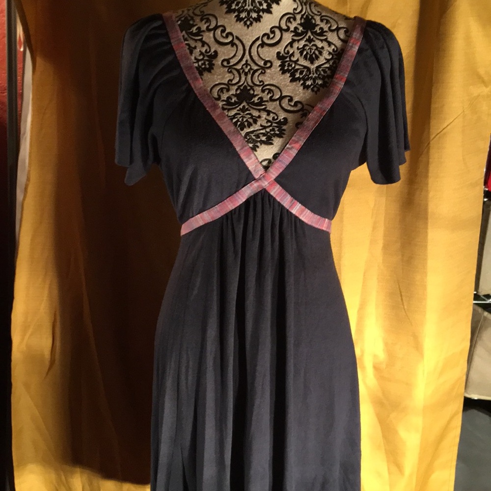 Moss mills grey and pink double tye back dress